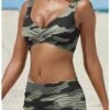 Women's Swimwear Bikini 2 Piece Plus Size Swimsuit Ruched Backless 2 Piece Open Back Slim Camouflage Pure Color Orange Padded V Wire Bathing Suits New Vacation Fashion