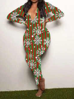 Women's Jumpsuit Print Geometric V Neck Active Xmas Home Christmas Regular Fit Long Sleeve White-1 Blue-3 Khaki-7 S M L Fall -Outlet Suit Skirt Fit Store srgdpw1695792453361