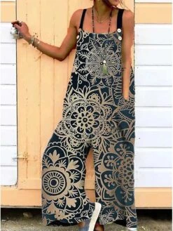 Women‘s Pants Trousers Jumpsuit Rompers Floral Black White Blue Mid Waist Fashion Casual Weekend Side Pockets Print Micro-elastic Full Length Comfort Abstract S M L XL XXL -Outlet Suit Skirt Fit Store swnvtc1652944128543