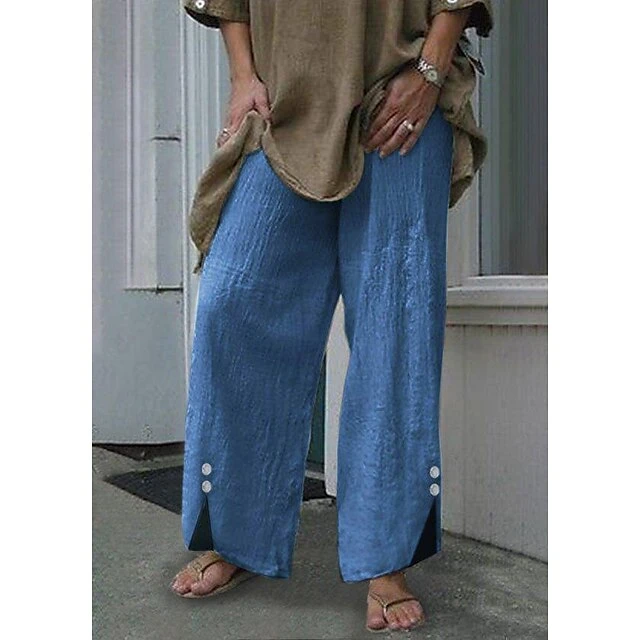 Women's Wide Leg Linen Pants Slacks Pants Trousers Faux Linen Black White Pink Mid Waist Simple Soft Casual Beach Split Full Length Comfort Solid Colored S M L XL XXL 1 Women's Wide Leg Linen Pants Slacks Pants Trousers Faux Linen Black White Pink Mid Waist Simple Soft Casual Beach Split Full Length Comfort Solid Colored S M L XL XXL