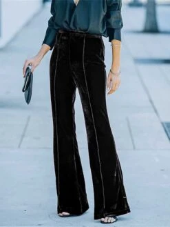 Women's Bell Bottom Pants Trousers Full Length Fashion Streetwear Outdoor Street Black Wine S M Fall Winter -Outlet Suit Skirt Fit Store teexwv1694754603786