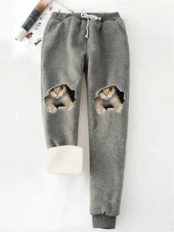 Women's Fleece Pants Sweatpants Chinos Full Length Pocket Print Micro-elastic Mid Waist Fashion Streetwear Street Daily Wine Black S M Summer Fall -Outlet Suit Skirt Fit Store tfngad1692348088318