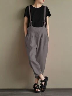 Women's Overall Pocket Solid Color U Neck Basic Daily Vacation Regular Fit Sleeveless Black Wine Khaki S M L Summer -Outlet Suit Skirt Fit Store tgjced1677496036900