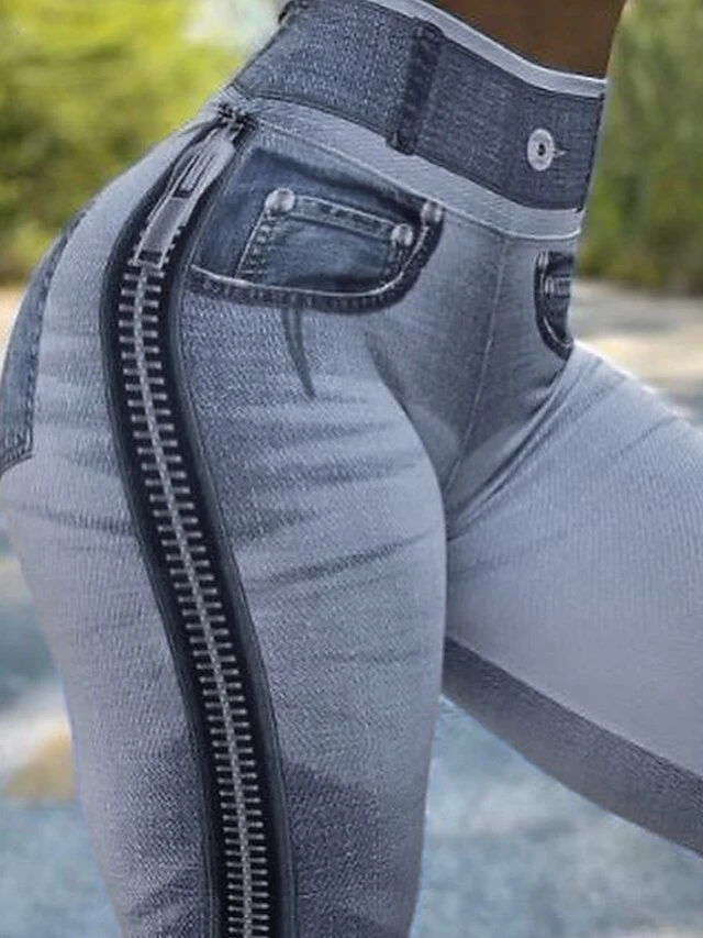 Women's Pants Trousers Leggings Full Length Faux Denim Micro-elastic Active Fashion Outdoor Causal Light Blue Black S M 6 Women's Pants Trousers Leggings Full Length Faux Denim Micro-elastic Active Fashion Outdoor Causal Light Blue Black S M - Image 6