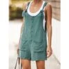 Women's Fashion Streetwear Overalls Short Pants Daily Weekend Inelastic Plain Linen / Cotton Blend Breathable Soft Mid Waist Loose Green Black Army Green Fuchsia Khaki S M L XL XXL