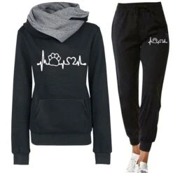 Women's Tracksuit Sweatsuit 2 Piece Athletic Winter Long Sleeve Thermal Warm Breathable Moisture Wicking Fitness Running Jogging Sportswear Activewear Heart Blue And White Green And Black Black