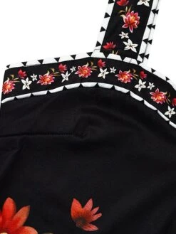 Women's Jumpsuit Print Floral Square Neck Casual Daily Vacation Straight Regular Fit Sleeveless Black S M L Spring -Outlet Suit Skirt Fit Store tkocrn1662454110886