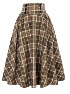 Women's Skirt A Line Swing Midi Red Blue Green Khaki Skirts Fall & Winter Print High Waist Fashion Casual Christmas Street Xmas S M L -Outlet Suit Skirt Fit Store tksrqx1692948663896