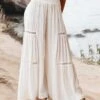 Women's Culottes Wide Leg Wide Leg Linen Pants Full Length Linen Baggy Micro-elastic Vacation Casual Vacation Casual Daily White / White Black S M All Seasons