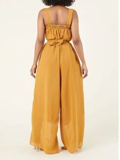 Women's Jumpsuit Lace Up Backless Solid Color V Neck Streetwear Daily Vacation Loose Fit Sleeveless Yellow Orange Green S L XL Spring -Outlet Suit Skirt Fit Store tspege1676961780542
