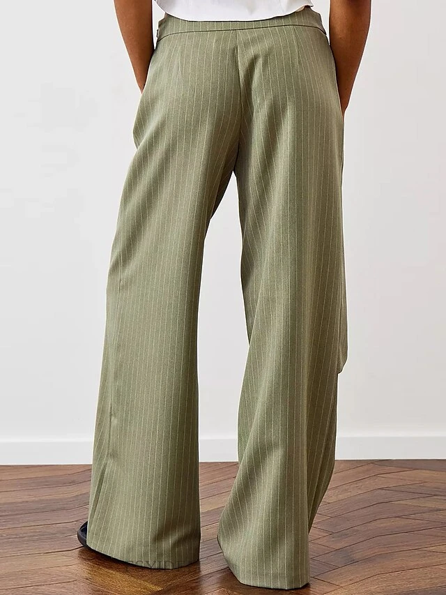 Women's Dress Pants Culottes Wide Leg Chinos Full Length Micro-elastic Mid Waist Fashion Streetwear Street Daily Black Green S M Fall Winter 6 Women's Dress Pants Culottes Wide Leg Chinos Full Length Micro-elastic Mid Waist Fashion Streetwear Street Daily Black Green S M Fall Winter - Image 6