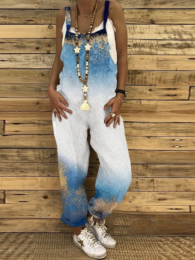 Women's Overall Button Pocket Geometric U Neck Holiday Daily Vacation Casual Straight Regular Fit Sleeveless Sleeveless Light Green Navy Blue Blue S M L Summer 1 Women's Overall Button Pocket Geometric U Neck Holiday Daily Vacation Casual Straight Regular Fit Sleeveless Sleeveless Light Green Navy Blue Blue S M L Summer