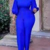 Women's Jumpsuit Solid Colored Turtleneck Casual Daily Casual Daily Wear Regular Fit 3/4 Length Sleeve Blue White Black S M L Fall