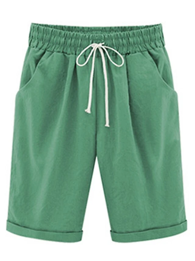 Women's Slacks Sunday Shorts Cotton Blend Light Blue Pink ArmyGreen Mid Waist Vacation Casual Work Beach Pocket Micro-elastic Knee Length Lightweight Solid Color S M L XL 2XL / Loose Fit 7 Women's Slacks Sunday Shorts Cotton Blend Light Blue Pink ArmyGreen Mid Waist Vacation Casual Work Beach Pocket Micro-elastic Knee Length Lightweight Solid Color S M L XL 2XL / Loose Fit - Image 7