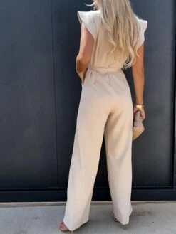 Women's Jumpsuit Lace Up Ruffle Solid Color Crew Neck Streetwear Party Holiday Regular Fit Sleeveless Blue Pink Fuchsia S M L Spring -Outlet Suit Skirt Fit Store tyexdi1654676552990