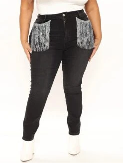 Women's Jeans Slim Pants Trousers Full Length Fashion Streetwear Street Daily Black Dark Blue S M Fall Winter -Outlet Suit Skirt Fit Store tysrqc1693986764027