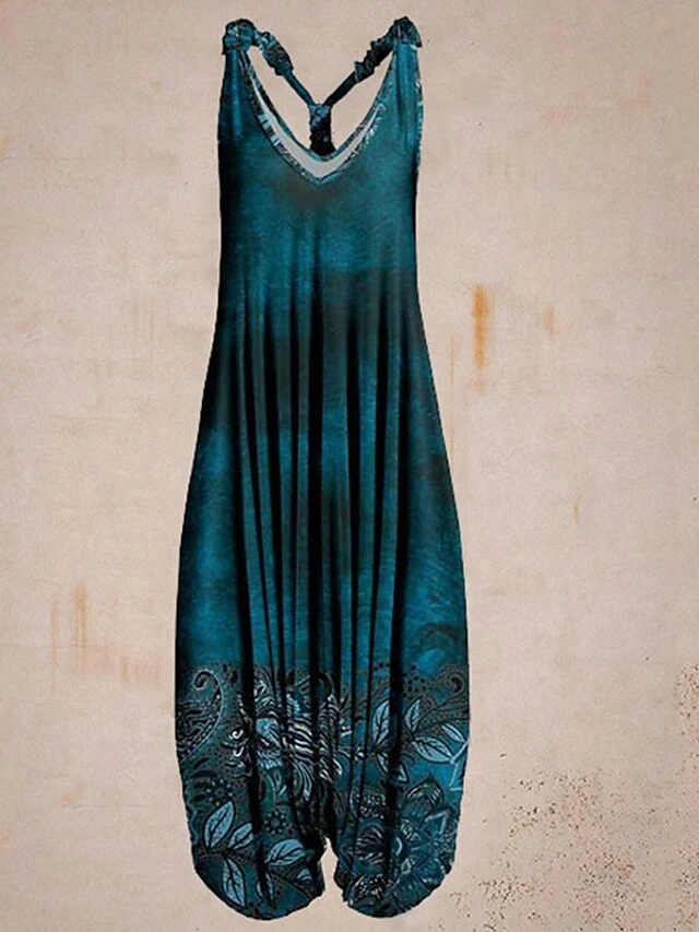 Women's Jumpsuits Maternity Casual Summer Print Floral V Neck Going Out Beach Harem Loose Sleeveless Green Black Blue S M L Spring 5 Women's Jumpsuits Maternity Casual Summer Print Floral V Neck Going Out Beach Harem Loose Sleeveless Green Black Blue S M L Spring - Image 5