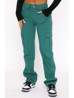 Women's Cargo Pants Wide Leg Pants Trousers Full Length Cotton Baggy Micro-elastic Mid Waist Fashion Casual Street Casual Daily Black Green S M -Outlet Suit Skirt Fit Store uihjho1684310923814