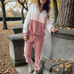 Women's Tracksuit 2 Piece Casual Long Sleeve Breathable Quick Dry Moisture Wicking Gym Workout Running Jogging Sportswear Activewear Color Block Violet Black Pink