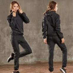 Women's Sauna Suit Tracksuit 2 Piece Full Zip Athletic Winter Long Sleeve Quick Dry Moisture Wicking Weight Loss Fitness Gym Workout Running Sportswear Activewear Color Block Black Green Rosy Pink -Outlet Suit Skirt Fit Store uisw1605252322545