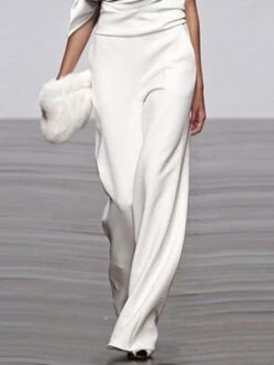 Jumpsuits For Women Summer Dressy Solid OL Elegant Sleeveless Wide Leg Long Pants Romper One Shoulder Casual Overalls -Outlet Suit Skirt Fit Store usvcdh1649405313306