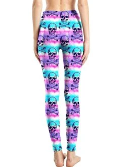Women's Halloween Leggings Full Length Print Micro-elastic High Waist Active Vacation Halloween Holiday Rose Skull Black Skull S / M L / XL Fall Winter -Outlet Suit Skirt Fit Store vimrzc1696315855972