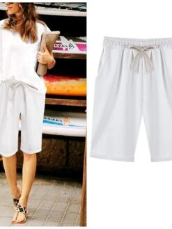 Women's Slacks Sunday Shorts Cotton Blend Light Blue Pink ArmyGreen Mid Waist Vacation Casual Work Beach Pocket Micro-elastic Knee Length Lightweight Solid Color S M L XL 2XL / Loose Fit 39 Women's Slacks Sunday Shorts Cotton Blend Light Blue Pink ArmyGreen Mid Waist Vacation Casual Work Beach Pocket Micro-elastic Knee Length Lightweight Solid Color S M L XL 2XL / Loose Fit -Outlet Suit Skirt Fit Store vtrroz1644225211249