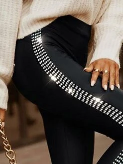 Women's Pants Trousers Leggings Black Fashion Party Casual Daily Split Stretchy Full Length Tummy Control Plain S M L XL -Outlet Suit Skirt Fit Store vzuzlp1679652874580