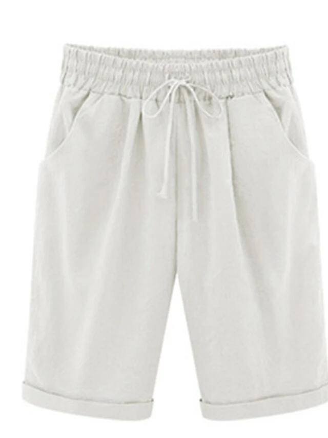 Women's Slacks Sunday Shorts Cotton Blend Light Blue Pink ArmyGreen Mid Waist Vacation Casual Work Beach Pocket Micro-elastic Knee Length Lightweight Solid Color S M L XL 2XL / Loose Fit 13 Women's Slacks Sunday Shorts Cotton Blend Light Blue Pink ArmyGreen Mid Waist Vacation Casual Work Beach Pocket Micro-elastic Knee Length Lightweight Solid Color S M L XL 2XL / Loose Fit - Image 13