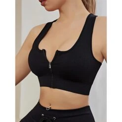 Women's High Support Sports Bra Running Bra Seamless Zip Front Bra Top Padded Yoga Fitness Gym Workout High Impact Breathable Lightweight Spandex Rust Red Black White Solid Colored 29 Women's High Support Sports Bra Running Bra Seamless Zip Front Bra Top Padded Yoga Fitness Gym Workout High Impact Breathable Lightweight Spandex Rust Red Black White Solid Colored -Outlet Suit Skirt Fit Store wfnqxq1678358123573