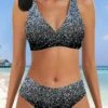 Women's Swimwear Bikini Bathing Suits 2 Piece Normal Swimsuit Backless 2 Piece Printing Adjustable Print Multi Color Silver Light Blue Blue Purple Gold Padded Blouse Strap Bathing Suits Sexy Vacation