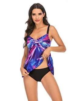 Women's Swimwear Swim Dress 2 Piece Plus Size Swimsuit High Waist Slim For Big Busts Print Rainbow Tie Dye Black Blue Color Purple Green Padded Strap Bathing Suits Online Canada Sexy High-Waisted -Outlet Suit Skirt Fit Store wmxqbb1615278890493