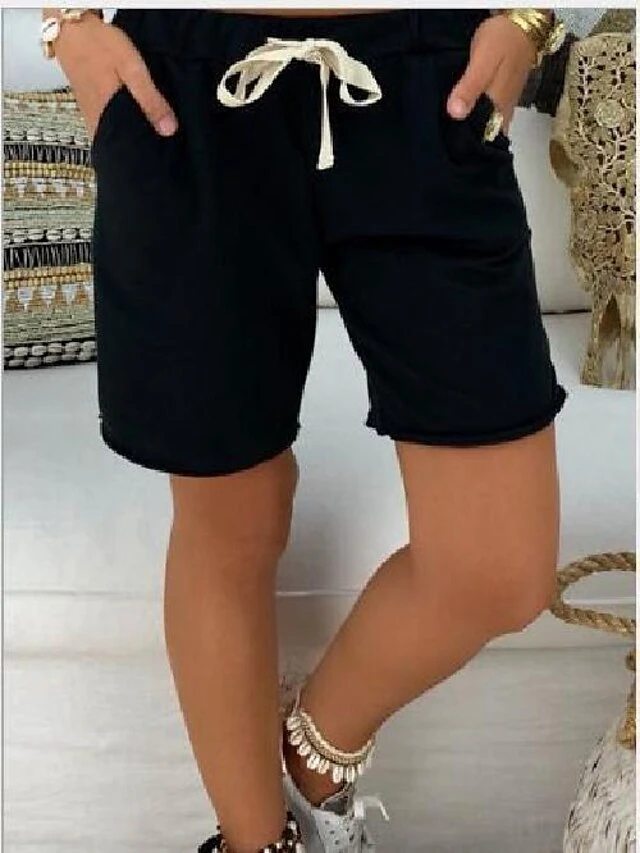 Women's Shorts Bermuda Shorts Black White Khaki Fashion Vacation Beach Side Pockets Short Comfort Plain S M L XL 2XL 4 Women's Shorts Bermuda Shorts Black White Khaki Fashion Vacation Beach Side Pockets Short Comfort Plain S M L XL 2XL - Image 4