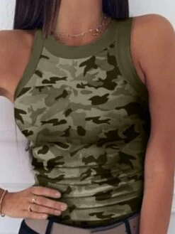 Women's Going Out Tops Racer Back Tank Top Five-pointed Star-white Five-pointed Star-purple Five-pointed Star-green Star Camo Ribbed Casual Sports Basic Casual High Neck Slim S -Outlet Suit Skirt Fit Store wricye1605786065028