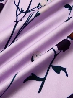 Women's Jumpsuit Lace Up Print Floral Crew Neck Elegant Party Prom Straight Regular Fit Half Sleeve Purple S M L Spring -Outlet Suit Skirt Fit Store wumlvu1656999639880