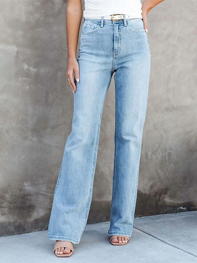 Women‘s Low Rise Jeans Pants Trousers Harem Pants Full Length Cotton Pocket Micro-elastic Mid Waist Streetwear Simple Outdoor Vacation Light Blue S M Summer Spring 5 Women‘s Low Rise Jeans Pants Trousers Harem Pants Full Length Cotton Pocket Micro-elastic Mid Waist Streetwear Simple Outdoor Vacation Light Blue S M Summer Spring - Image 5