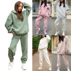 Women's Sweatsuit Activewear Set Yoga Set Winter Pocket Hooded Solid Color Tracksuit Green White Yoga Gym Workout Running Thermal Warm Sport Activewear / Athletic / Athleisure 30 Women's Sweatsuit Activewear Set Yoga Set Winter Pocket Hooded Solid Color Tracksuit Green White Yoga Gym Workout Running Thermal Warm Sport Activewear / Athletic / Athleisure -Outlet Suit Skirt Fit Store wxvmrm1686306115164