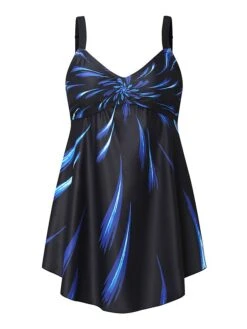 Women's Swimwear Swim Dress 2 Piece Plus Size Swimsuit High Waist Stripe Slim For Big Busts Stripes / Ripples Purple Green Rainbow Padded Strap Bathing Suits Sexy Beach Wear Sexy -Outlet Suit Skirt Fit Store wyfryl1643435160890