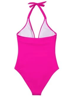 Sexy Deep V-Neck Swimwear For Women Backless Halter Neck One Piece Swimsuit Ruffle Plunge Padded Bathing Suits Cute Beach Wear Solid Colors -Outlet Suit Skirt Fit Store xajfht1686048132242