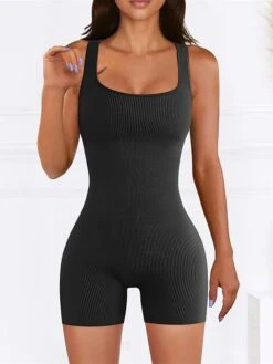 Women's Romper Backless Solid Color Square Neck Active Home Sport Regular Fit Sleeveless Plum Red Black White S M L Fall 23 Women's Romper Backless Solid Color Square Neck Active Home Sport Regular Fit Sleeveless Plum Red Black White S M L Fall -Outlet Suit Skirt Fit Store xewpgs1697522369643