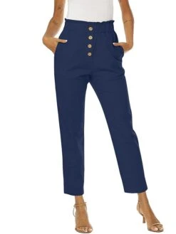 Women‘s Linen Dress Pants Trousers Cotton And Linen Magenta Orange Red Rust High Waist Streetwear Casual Comfort Holiday Daily Wear Vacation Pocket Micro-elastic Full Length Breathability Plain -Outlet Suit Skirt Fit Store xilerm1688025662462