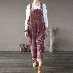 Women's Slacks Pants Trousers Jumpsuit Rompers Bib Corduroy Green Blue Purple Mid Waist Fashion Streetwear Casual Weekend Pocket Ankle-Length Comfort Plain S M L XL XXL -Outlet Suit Skirt Fit Store xkwgbv1634788241471