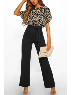 Women's Jumpsuit Belted Solid Color Crew Neck Elegant Wedding Party Wide Leg Regular Fit Short Sleeve Batwing Sleeve Black Navy Blue Purple S M L Summer 7 Women's Jumpsuit Belted Solid Color Crew Neck Elegant Wedding Party Wide Leg Regular Fit Short Sleeve Batwing Sleeve Black Navy Blue Purple S M L Summer -Outlet Suit Skirt Fit Store xnkiht1684405919421