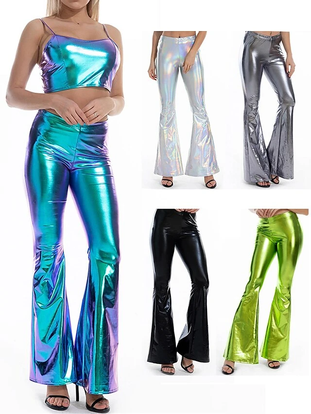 Women's Flare Leggings Full Length Fashion Streetwear Party Street Silver Grey S M Fall Winter 8 Women's Flare Leggings Full Length Fashion Streetwear Party Street Silver Grey S M Fall Winter - Image 8