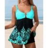 Women's Swimwear Tankini 2 Piece Plus Size Swimsuit 2 Piece Graphic Black Royal Blue Blue Rose Red Tank Top Bathing Suits Sports Summer