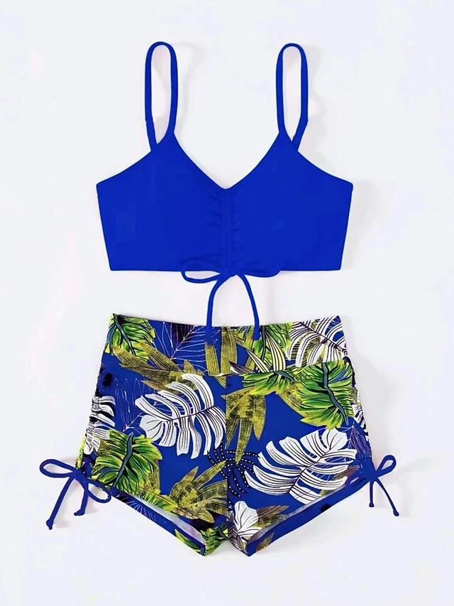 6 Colors High Waist Bikini Women's Swimwear Padded Drawstring Sexy Straps Bikinis Set Leaves Printed 2 Pieces Swimsuit Soft Pads Bathing Suits Beach Wear 13 6 Colors High Waist Bikini Women's Swimwear Padded Drawstring Sexy Straps Bikinis Set Leaves Printed 2 Pieces Swimsuit Soft Pads Bathing Suits Beach Wear - Image 13