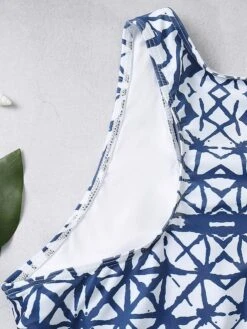 Women's Swimwear Tankini Swim Dress Normal Swimsuit 3-Piece Modest Swimwear Open Back Slim Printing Blue Scoop Neck Bathing Suits Sports Vacation Party -Outlet Suit Skirt Fit Store xrykkf1644213418196