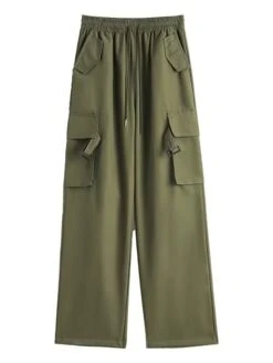 Women's Cargo Pants Wide Leg Pants Trousers Full Length Pocket Baggy Micro-elastic High Rise Fashion Streetwear Street Daily Wear Black Pink S M Fall Winter -Outlet Suit Skirt Fit Store xxqpqa1692257394501