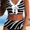 Women's Swimwear Bikini Bathing Suits 2 Piece Normal Swimsuit 2 Piece Printing Zebra Black Bathing Suits Sports Beach Wear Summer