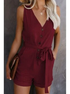 Women's Jumpsuits Patch Pocket Casual Summer Romper Solid Color Basic Holiday Daily Wear Regular Fit Sleeveless Wine Blue White S M L Spring 12 Women's Jumpsuits Patch Pocket Casual Summer Romper Solid Color Basic Holiday Daily Wear Regular Fit Sleeveless Wine Blue White S M L Spring -Outlet Suit Skirt Fit Store xzlkxm1618303590327 1